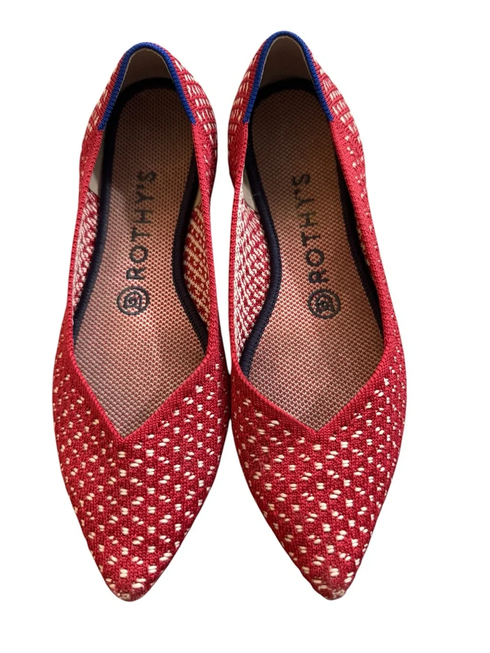 Rothy's The Point Flats in Red Apple Honeycomb, Size 7